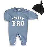 Sinhoon Baby Boy Outfits Little Brother Newborn Outfit Soft Cotton Romper Letter Print Coming Home Clothes with Hat