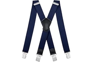 Dresime Suspenders for Men and Women Adjustable X Back 1.57 Inch Wide Elastic Heavy Duty Braces with Strong Metal Clips