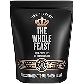 The Fittest Whole Feast Beef Protein Powder - Milk Chocolate - Grass Fed Nose to Tail Carnivore Blend Including Liver, Colostrum and Whole Bone - BCAAs - 14g Collagen, 21g Total Protein