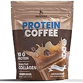 Protein Coffee, with 10g of Protein with Collagen, Promotes Muscle Growth, Supports Energy, Hot or Cold, Keto Friendly, 100% Robusta Coffee, 15 Servings, Original Blend, Medium Roast