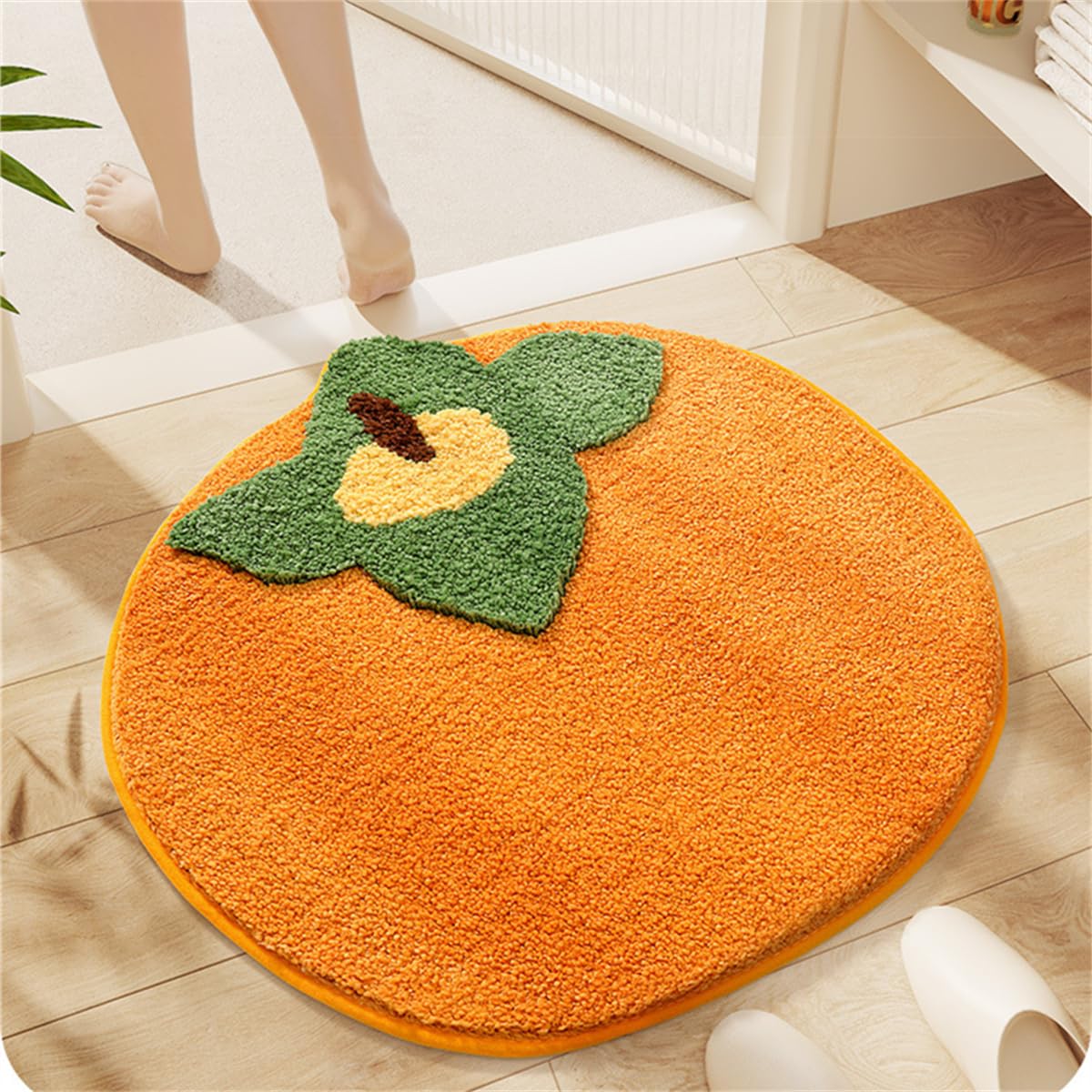 Photo 1 of Ankah Fruit Bath Mats Cute Bathroom Rugs, Particularly Absorbent, Very Soft, and Dry Fast That Fits for Kid's Room, Bathroom or Other Room, 21.6" x 22.8", Persimmon