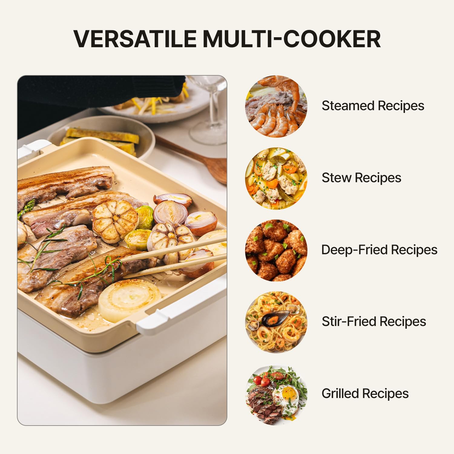 Dr.HOWS Doran Doran 3 in 1 Electric Skillet, Combo Multi Cooker, Rectangle Hot Pot Fryer Pan Griddle and Grill with Safe Nonstick Coating, Steady Heat, Glass Lid (yellow)