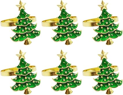 Aihome Anelli Per Tovaglioli Con Motivo Albero Di Natale Per Natale Festa Del Ringraziamento Riunioni Di Famiglia Feste Amazon It Casa E Cucina