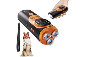 GUODUN ARMOR Anti Barking Device for Dogs 2025 Upgraded Version Rechargeable Ultrasonic Dog Bark Deterrent 3X Head Dog Repeller with Flashlight 50FT Indoor Outdoor Portable Training Tool (Black&Orange)