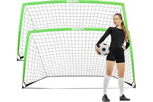 BOHEN 6x4FT/9x5FT Portable Soccer Goals Set of 2, with Carry Bag - Easy Folding Lightweight Fun for Outdoor Indoor Training Games for Kids Youth Adult