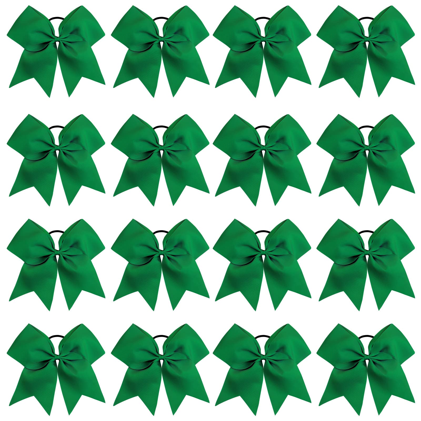Photo 1 of 16PCS 8" Large Cheer Hair Bows Ponytail Holder Elastic Band Handmade for Cheerleading Teen Girls College Sports (Forest Green, 1 Count (Pack of 16))