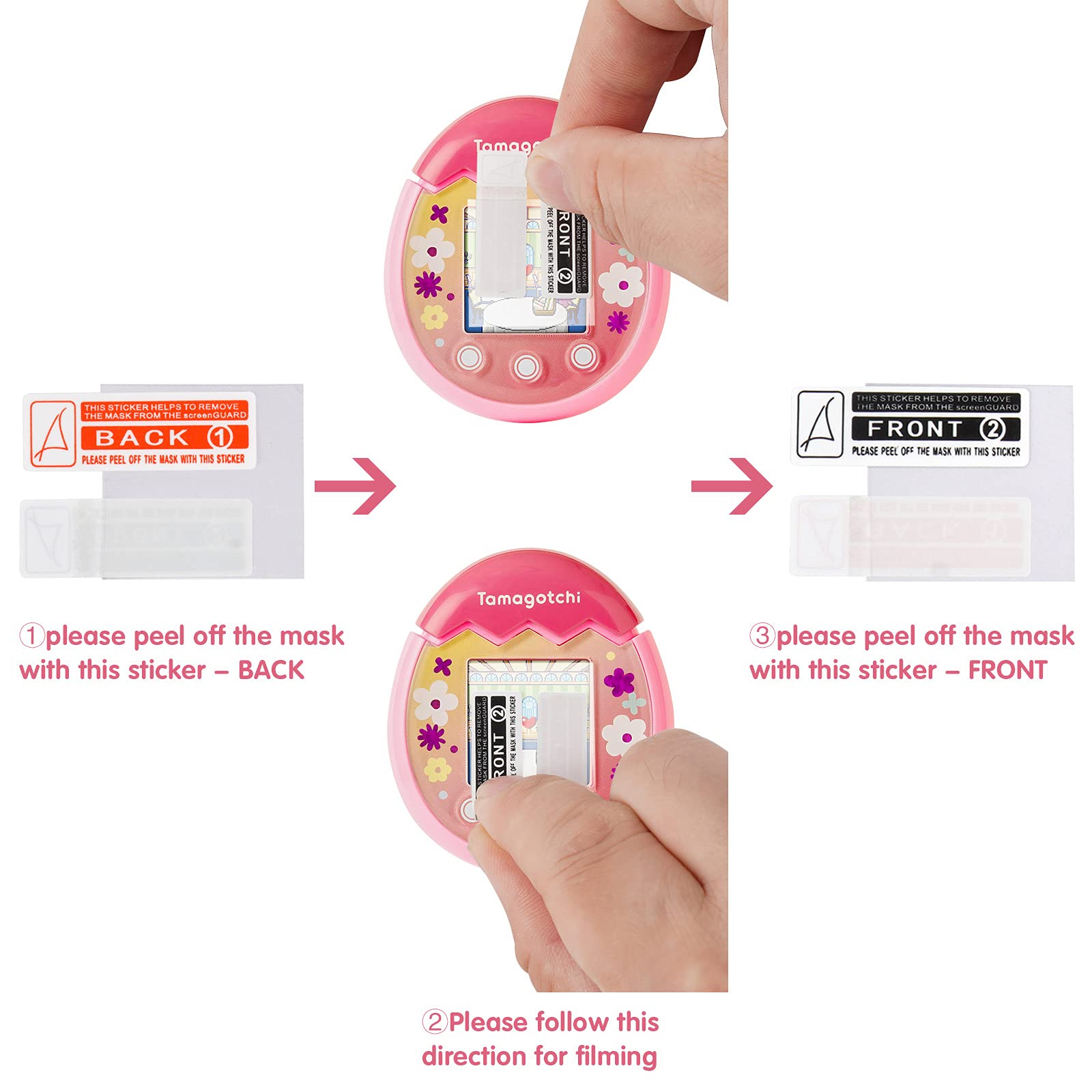 MGZNMTY 4 Pack Hard Screen Protector Compatible for Tamagotchi Pix Virtual Pet Machine