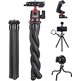 ULANZI Camera Tripod, Mini Flexible Tripod Stand with Hidden Phone Holder w Cold Shoe Mount, 1/4'' Screw for Magic Arm, Unive