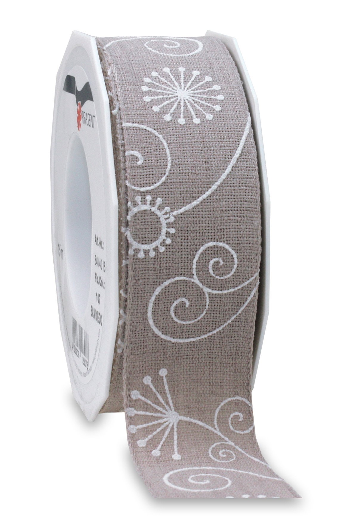 Präsent - San Diego Printed Ribbon Sandstone 15-m-Roll 40 mm width