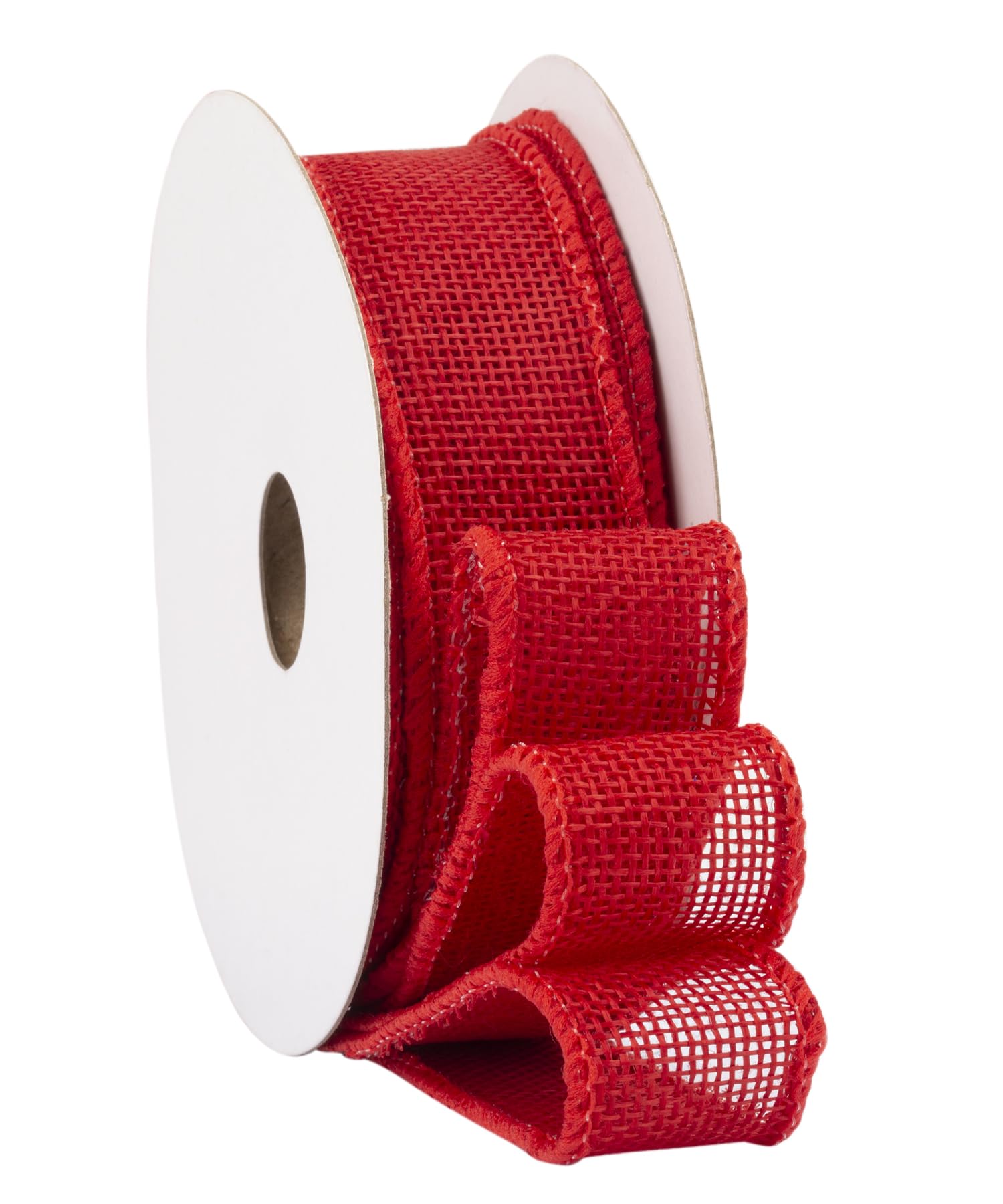 Fondersy 9-Meter Red Burlap Ribbon Wired Burlap Ribbon - 25mm Width for Gift Wrapping, Floral Arrangements, Wreath Making, and Christmas Decor