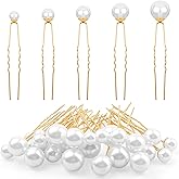 30 Pcs Wedding Pearl Hair Pins - U Shape Bridal Hair Pin, Handmade Pearl Bridal Hairs Accessories, Gold Wedding Bridals Pearls Hair Pins Clips Vintage Hairs Headpiece for Brides Bridesmaid Women Girl