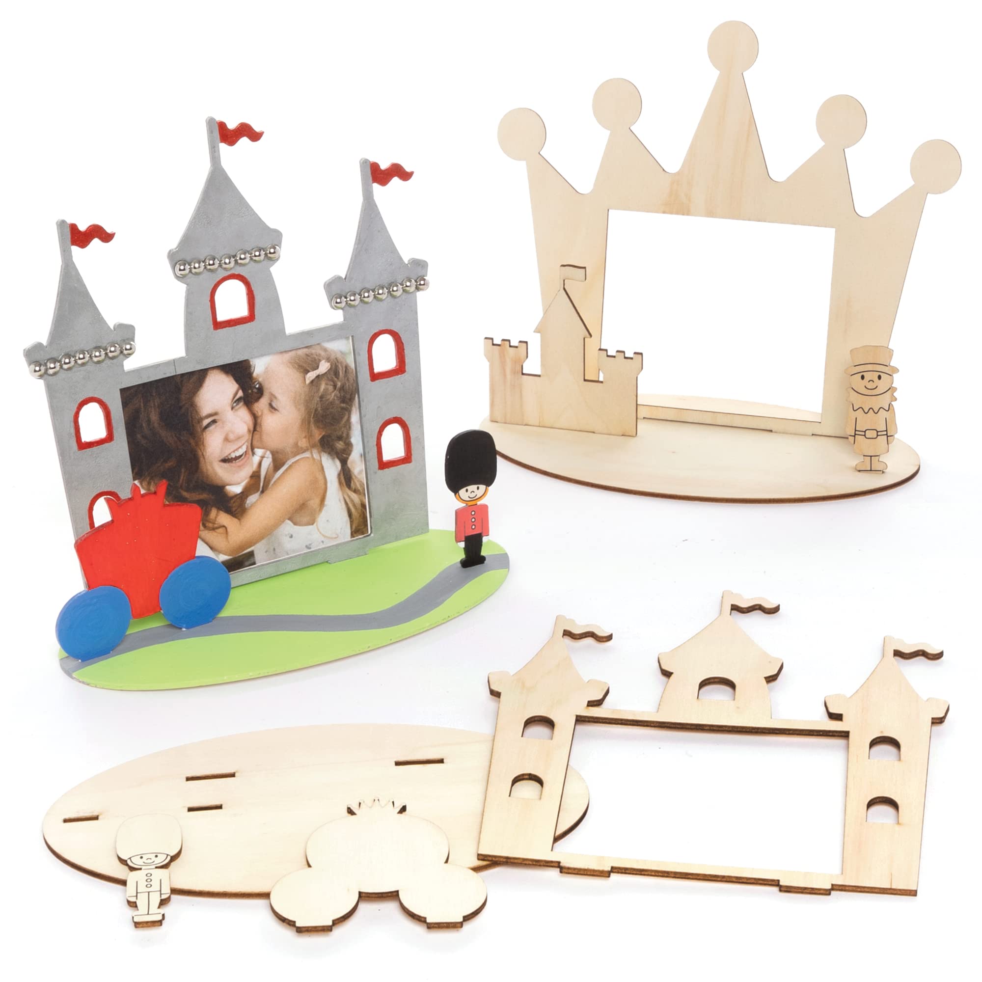 Baker Ross PJ190 Royal Celebration Photo Frame - Pack of 4, Wood Craft Kit for Kids, Party Souvenir for Kids