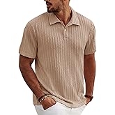 PJ PAUL JONES Mens Knit Polo Shirts Casual Textured Stretchy Polo Shirts for Summer Vacation