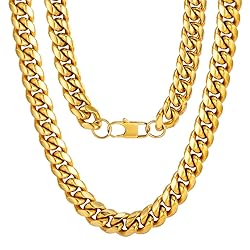Cuban Link Chain 22inch Stainless Steel Mens Golden