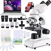 Compound Microscope,40X-2500X ,WF10x and WF25x eyepieces, Dual LED Lighting and Two-Layer Mechanical Stage,Microscope for Adults…