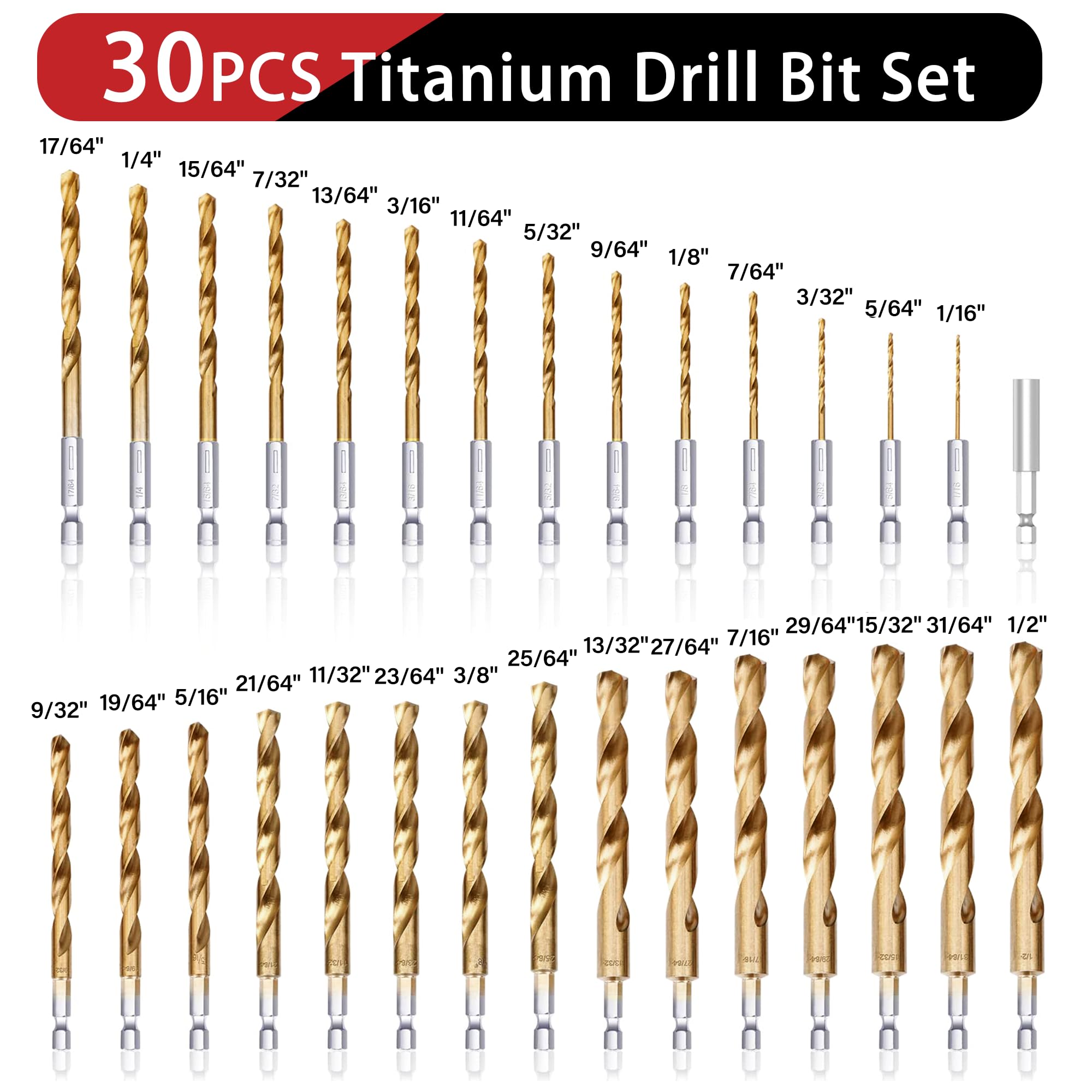 Mua 30 PCS Titanium Impact Drill Bit Set, Hex Shank Drill Bit Set for ...