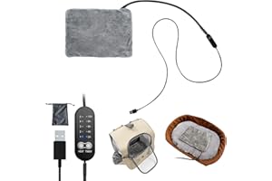 GooCare Travel Heating Pad for Pet - Square Heated Mat Fit Pet Carriers & Airline Crates, 5-Temp Timer, 60°C Auto Shut-Off, W