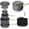 Alocs Camping Cookware, Portable Non-Stick Camping Pan Set with Enhanced Handle, Ideal for Outdoor Kitchen, Picnic, Hiking an