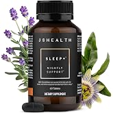 JSHealth Sleep Aid with Magnesium, Lavender &amp; Passionflower, 60 Tablets | Sleep Supplement for Adults, Non-Drowsy Supplement Calms Body &amp; Mind