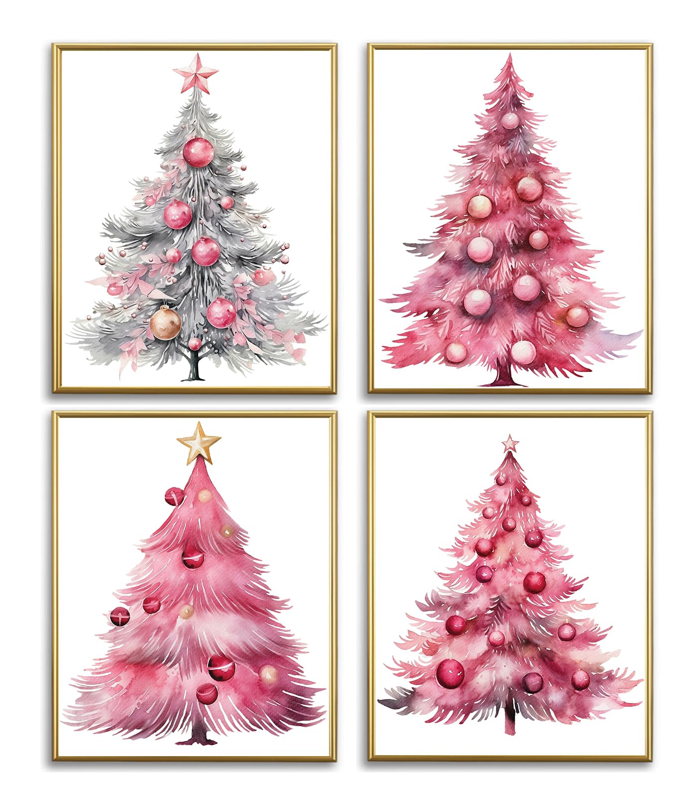 AUNMER Christmas Tree Posters Wall Art - Merry Christmas Wall Decor,Aesthetic Botanical Pictures Winter Art, Pine Trees Gallery Wall Prints for Holiday Bedroom Bathroom Living Room