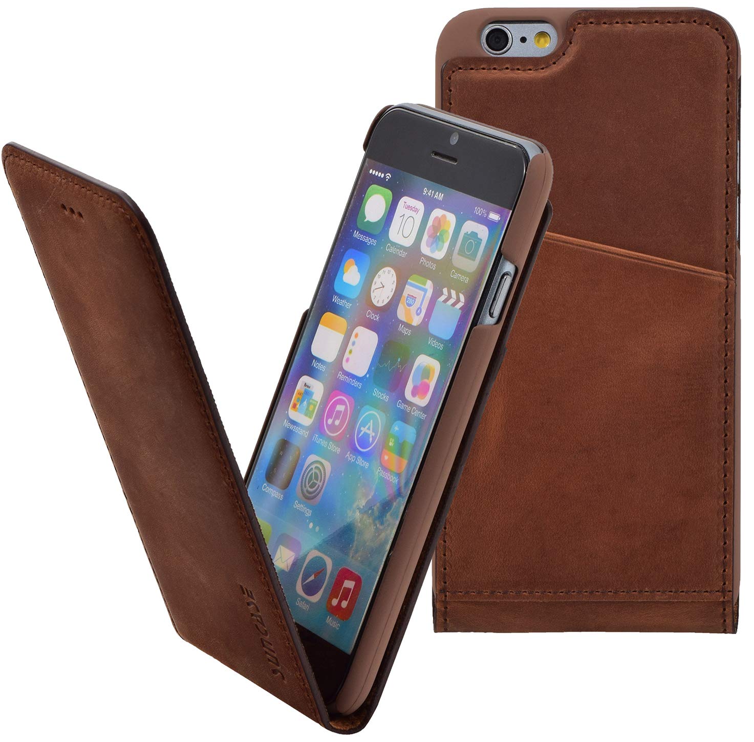 Suncase Flip-Style Case Compatible with iPhone 6 | iPhone 6S Leather Protective Case (Ultra Slim) Antique Coffee