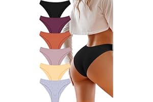 UNDER THE SEA 6 Pack Cotton Underwear for Women Low Rise Bikini High Cut Breathbale Sexy Hipster Cheeky Womens Panties S-XL