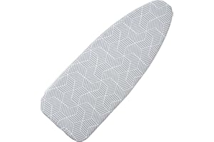 Seiritex Wide Ironing Board Cover with Padding 18 x 49 inch Heat Reflective with Hook and Loop Fasteners, Thick Padding with Elasticized Edges, 3 Layers Iron Board Cover (Gray Cube)
