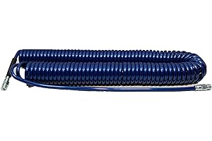 Plastair Industrial PU450-1-3-U Polyurethane Recoil Air Hose, 50' Length, 0.375" Coil OD, 125 PSI Maximum Pressure, 0.25" Coil ID