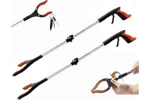 2 pack 32 inch GrabRunner FDA Registered Reacher Grabber Tool with Strong Magnetic and Swivel Head (New Red)