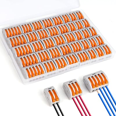 Flintronic 40Pcs Lever-Nut Wire Connectors 2/3/5-Port Compact CI Cable