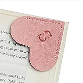 MOTEERLLU Personalized Leather Heart Bookmark with Initials, Handmade, Cute Custom Corner Book Marks for Reading Women, Teachers, Students, Book Lovers Gifts, Book Accessories (Pink, S)
