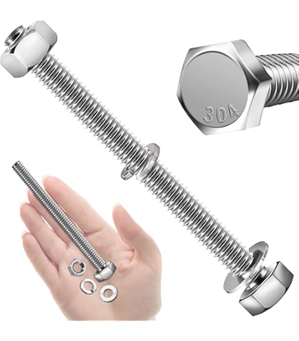 thumbnail interactive-video image 1 of Bolt And Nut Sets 1/4-20 X 3 Inch Hex Head Bolts With Nuts & Washers - 304 Stainless Steel 10 Sets 1/4-20 Hex Head Cap Screws 1 of 9