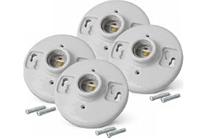(4 Pack) Porcelain Outlet Box Mount, Keyless Lamp Holder, E26 Medium Base Light Socket, Light Bulb Socket Replacement, 660W, 
