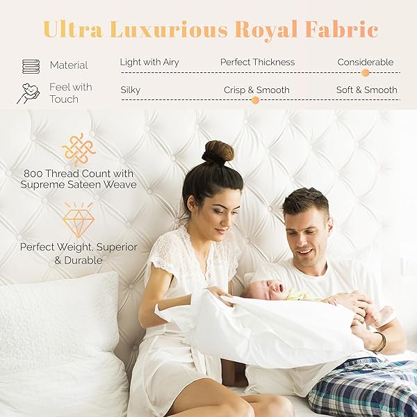 ASHTON SHEETS 100% EGYPTIAN COTTON SHEETS KING SIZE – 4 PC 800 HIGH THREAD COUNT EGYPTIAN COTTON KING SIZE BED SHEETS SET (WHITE), SOFT, COOLING, 16″ DEEP POCKET SATEEN WEAVE LUXURY HOTEL BEDSHEET
