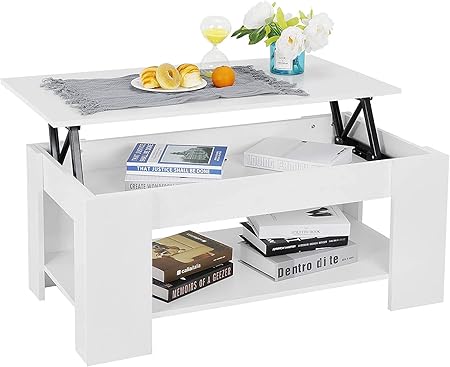 Zoyo White Coffee Table Lift Up Top With Storage And Shelf For Living Room Wooden White Amazon Co Uk Kitchen Home