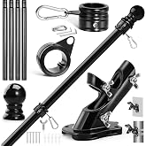 Anovo Flag Pole Kit- Upgraded Holder, Stainless Steel 5 FT Flag Poles with1 Inch Metal 360&deg; Rotating Flag Pole Rings Two-Position Flag Pole Bracket Mounting for Outside House Porch (5 FT-Black)