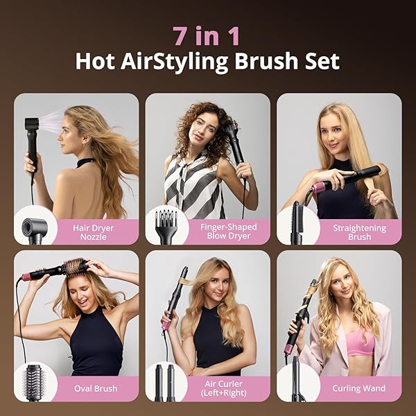 AIR WRAP HAIR STYLER, FAST DRYING BLOW DRYER & CURLING STYLINGTOOL, HOT AIR STYLER NO HEAT DAMAGE, HOT AIR STYLER WRAP FOR CURLING VOLUMIZING STRAIGHTENING STYLING(PINK)