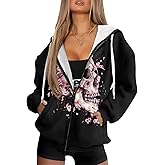ELEDIZI Womens Oversized Hoodie with Zipper Pockets Hooded Gradient Sweatshirt Women Zip Up Sweater Women Size XS-4XL