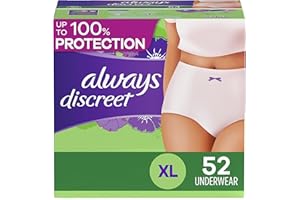 Always Discreet Adult Incontinence & Postpartum Incontinence Underwear for Women, X-Large, Maximum Protection, Disposable 26 Count x 2 Packs (52 Count total)