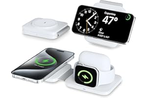 APETIY 3 in 1 Charging Station for Apple Multiple Devices, Foldable Travel Wireless Charger for iPhone 16/15/14/13/12, for Apple Watch Charger Ultra/10/9/8/7/6/5/4/3, for AirPods 4/3/2/Pro