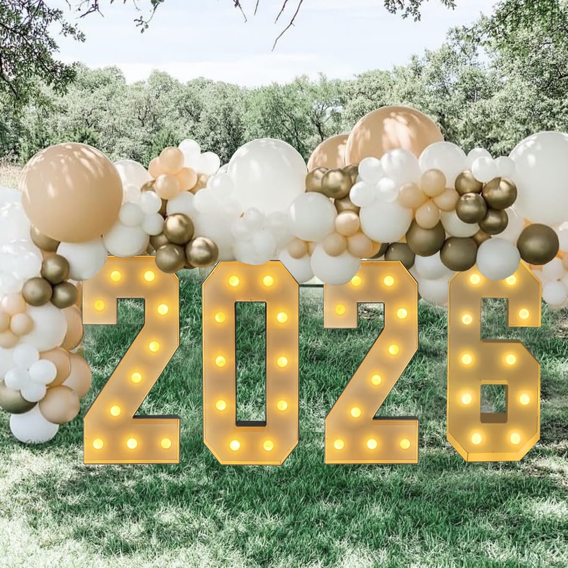 Photo 1 of 2026 New Year Graduation Decorations, 3FT Large Grad 2026 Marquee Light Up Letters Sign, Class of 2026 Congrats Party Supplies for Kindergarten Preschool High School College