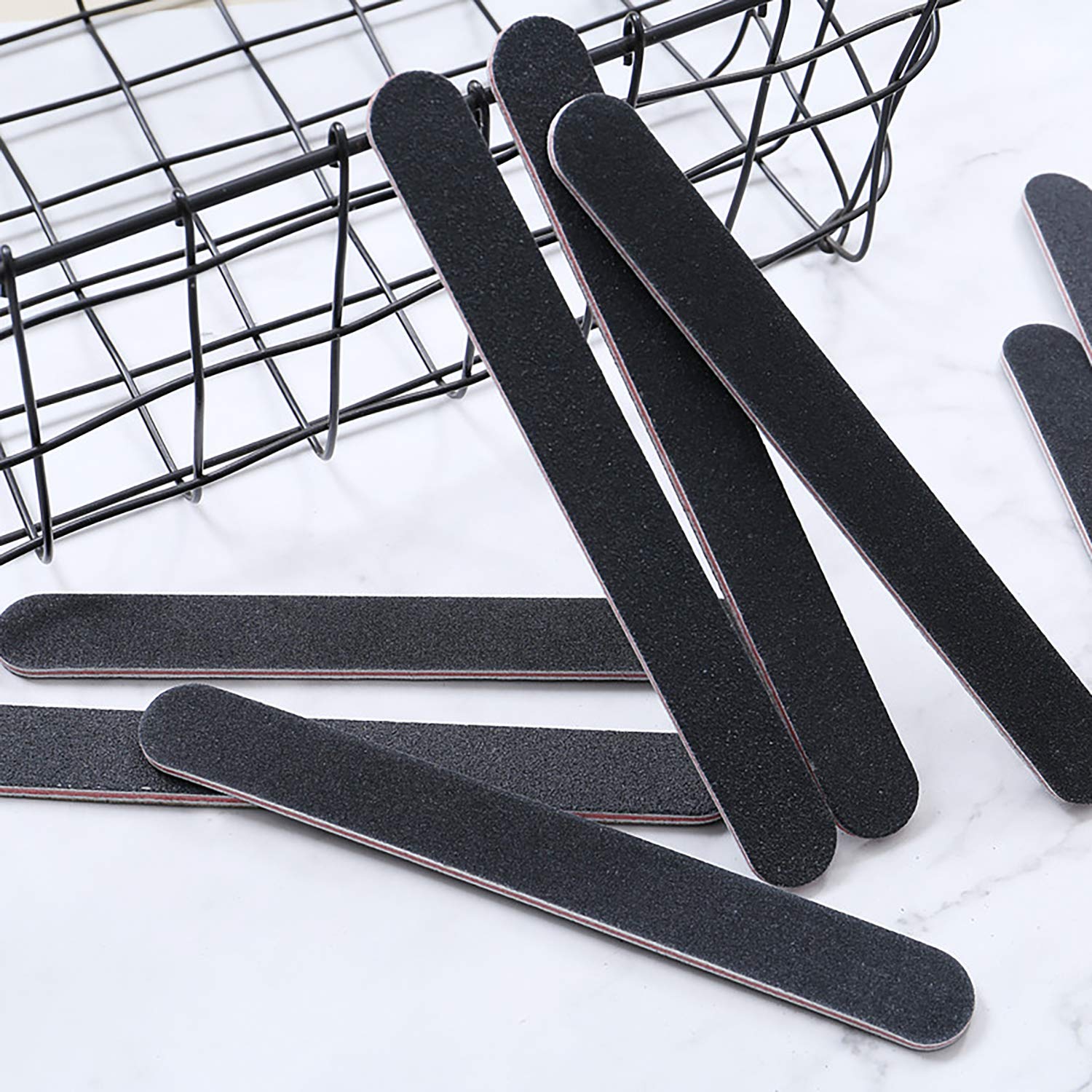 Nail File 10 PCS Professional Double Sided 100/180 Grit Nail Files Emery Board Black Manicure Pedicure Tool and Nail Buffering Files : Beauty