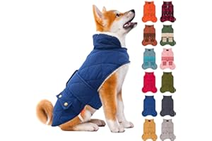 KYEESE Dog Coat Warm Pet Winter Coat with Leash Hole Waterproof Dogs Jacket with Fleece Lined Soft Pet Sweater for Cold Weather Windproof Dog Puffer Coats for Small Dogs Thick Pets Clothes with Pocket