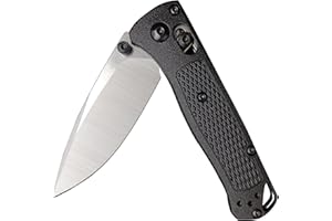 HUAAO Mini Bugout Folding Pocket Knife, Plain Edge, Thumb Stud Manual Open, Glass Reinforced Nylon Grivory Handle with Belt Clip for EDC Camping(440C blade)