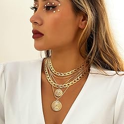 Gold Layered Necklaces for Women Chunky Choker Link