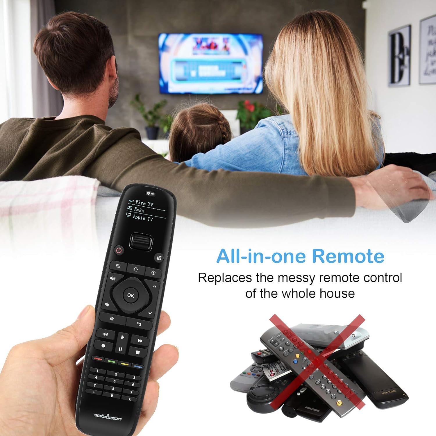 Sofabaton U1 Universal Remote Control with Smart APP Setting, OLED Display, Macro Button, Replace up to 15 Bluetooth & IR Devices, Compatible with Smart Home Entertainment Devices Over 6000 Brands: Electronics