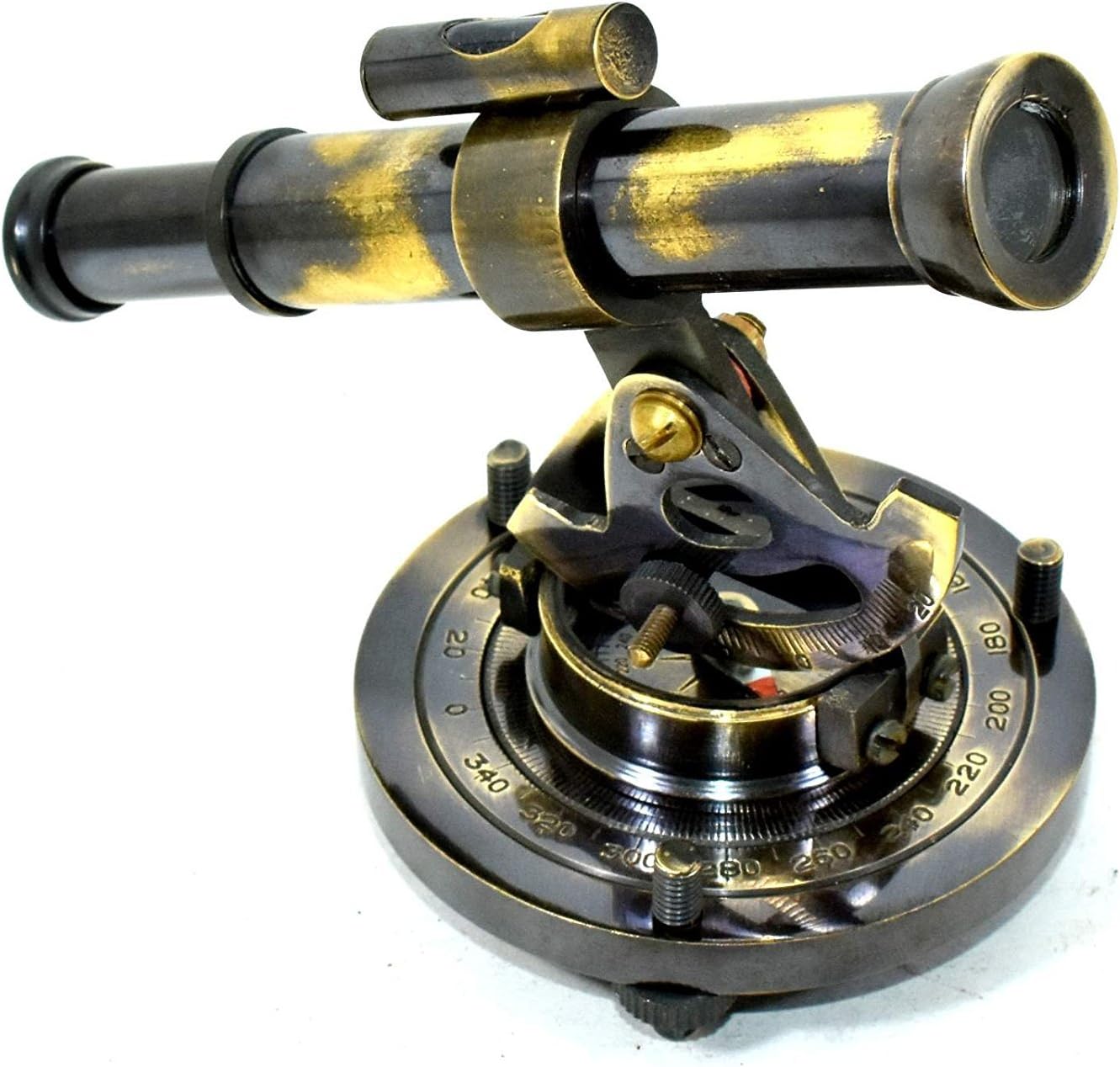 Solid Brass Nautical Marine Alidade Compass with Antique Finish Table Decor Survey Instrument