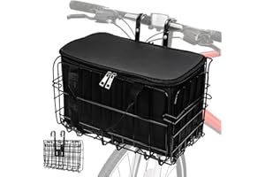 Suwimut Folding Bike Basket Front/Rear with Removable Liner Bag, Large Quick Release Design Metal Ebike Bicycle Basket Cargo 