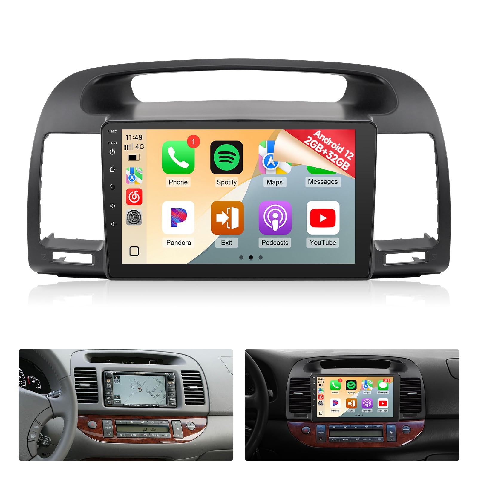 Photo 1 of Naifay Android 12 Car Radio for Toyota Camry 2002 2003 2004 2005 2006(Fit-J.B.L Version), 9" IPS Touchscreen for Camry Carplay Android Auto/Bluetooth/WiFi/FM/GPS/SWC/Mirrolink+Canbus