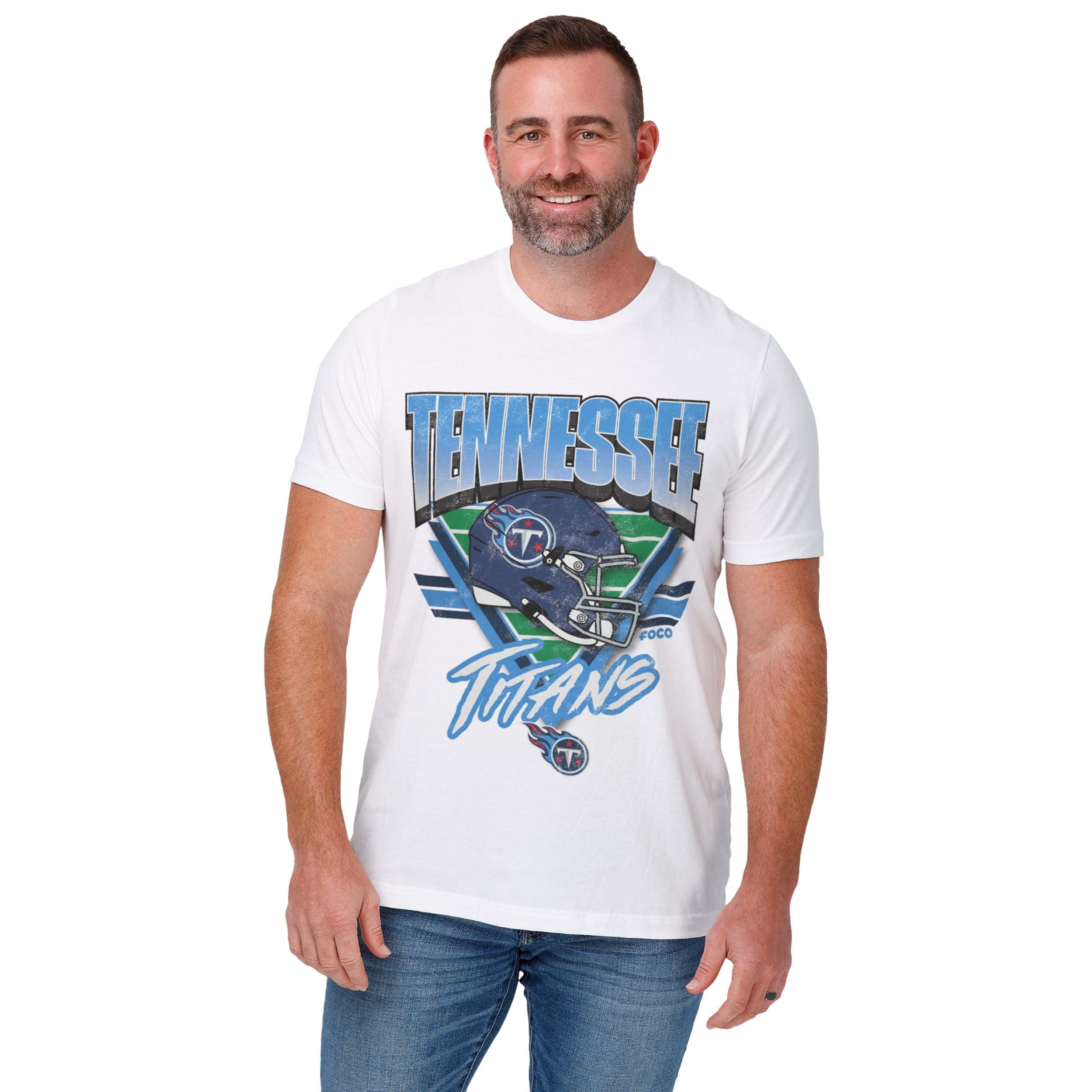 Photo 1 of FOCO Tennessee Titans NFL Mens White Triangle Vintage T-Shirt - size M